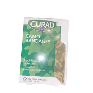 Curad Child-Safe Adhesive Bandages, Green Camouflage Design, 3/4 x 3 Inch